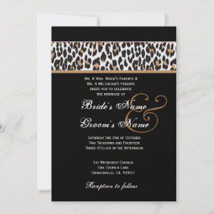 Schwarz-Weiß-Leopard-Hochzeitspapier Einladung