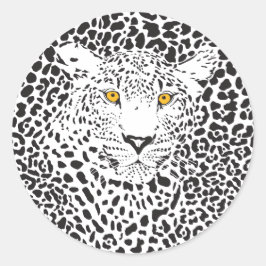 Schwarz-Weiß-Leopard in Punktmuster Runder Aufkleber