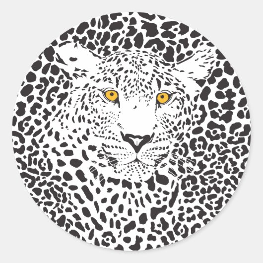 Schwarz-Weiß-Leopard in Punktmuster Runder Aufkleber (Vorderseite)