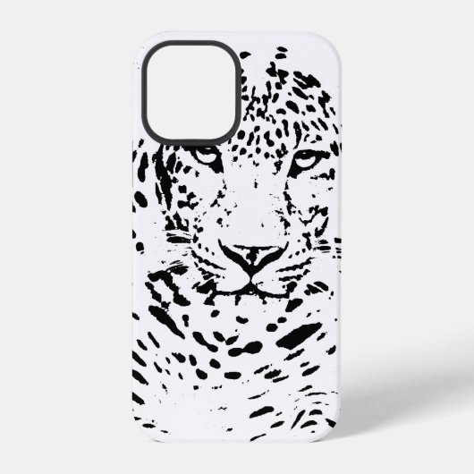 Schwarz Weiß Leopard iPhone Hülle (Rückseite)