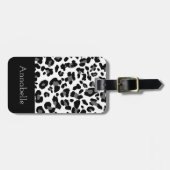 Schwarz-Weiß-Leopard personalisieren Gepäckanhänger (Vorderseite horizontal)