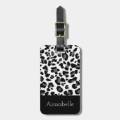 Schwarz-Weiß-Leopard personalisieren Gepäckanhänger (Vorderseite vertikal)