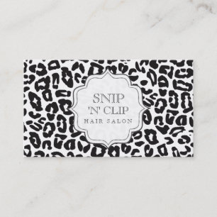 Schwarz-Weiß-Leopard Print Hair Stylist Cards Terminkarte