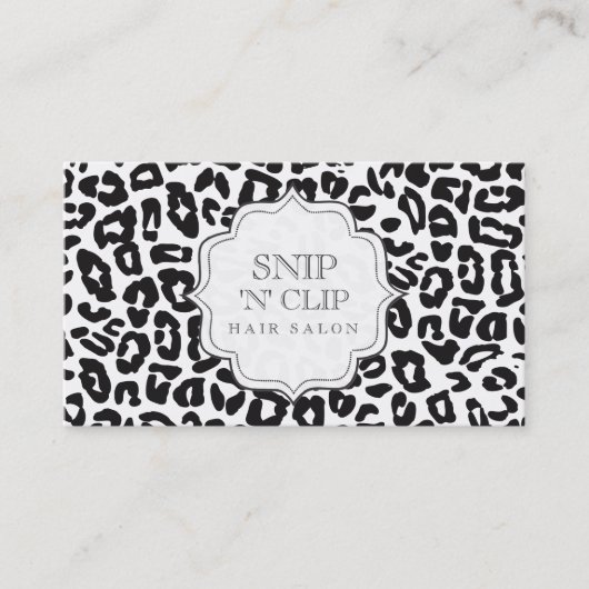 Schwarz-Weiß-Leopard Print Hair Stylist Cards Terminkarte (Vorderseite)