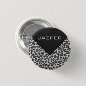 Schwarz-Weiß-Leopard-Printwerbung für Monogramm Button (Vorne & Hinten)