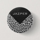 Schwarz-Weiß-Leopard-Printwerbung für Monogramm Button (Vorderseite)