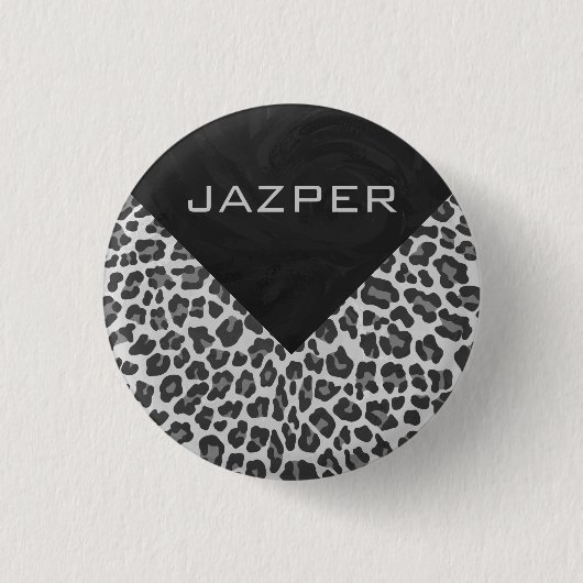 Schwarz-Weiß-Leopard-Printwerbung für Monogramm Button (Vorderseite)