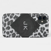 Schwarz-Weiß-Leopard-Printwerbung für Monogramm Case-Mate iPhone Hülle (Rückseite (Horizontal))