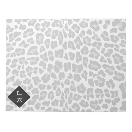 Schwarz-Weiß-Leopard-Printwerbung für Monogramm Notizblock (Vorderseite)