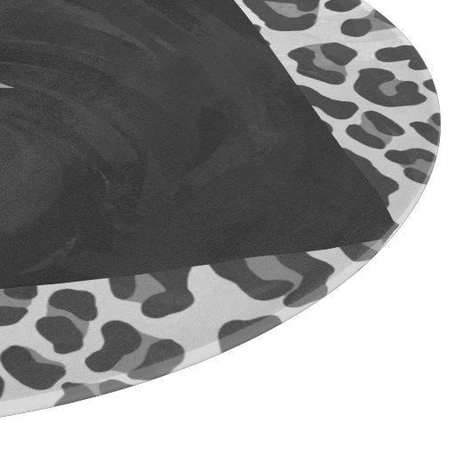 Schwarz-Weiß-Leopard-Printwerbung für Monogramm Schneidebrett (Ecke)