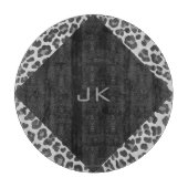 Schwarz-Weiß-Leopard-Printwerbung für Monogramm Schneidebrett (Vorderseite)