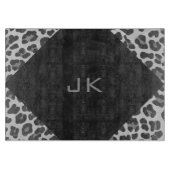 Schwarz-Weiß-Leopard-Printwerbung für Monogramm Schneidebrett (Vorderseite)