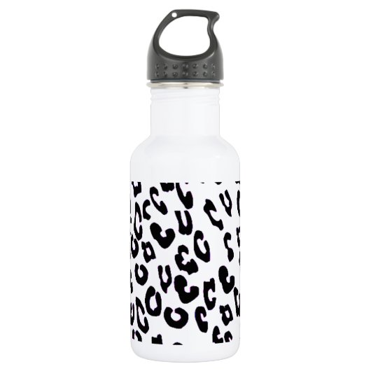 Schwarz-Weiß-Leopard Trinkflasche (Vorderseite)