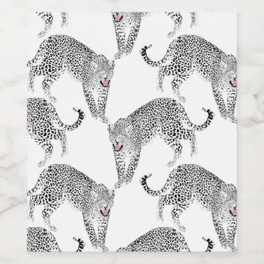 Schwarz-weiß Leopard Weinetikett (Einzelnes Label)