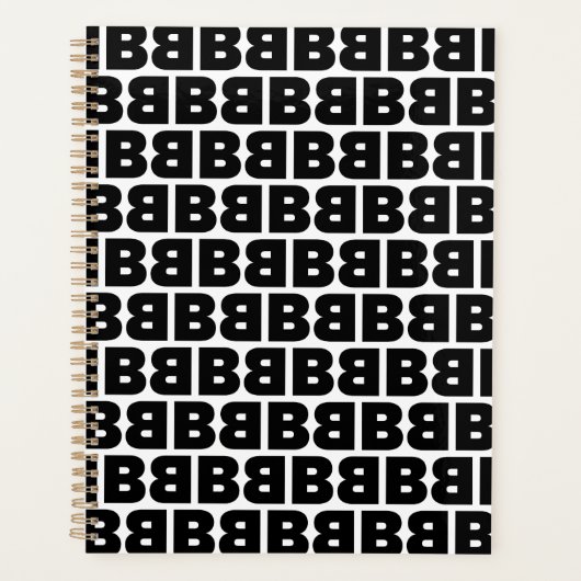 Schwarz-Weiß-Letter-B-Muster Alphabet Planer (Vorderseite)