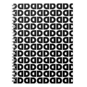 Schwarz-Weiß-Letter-D-Muster Alphabet Notizblock