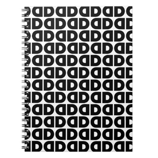 Schwarz-Weiß-Letter-D-Muster Alphabet Notizblock (Vorderseite)