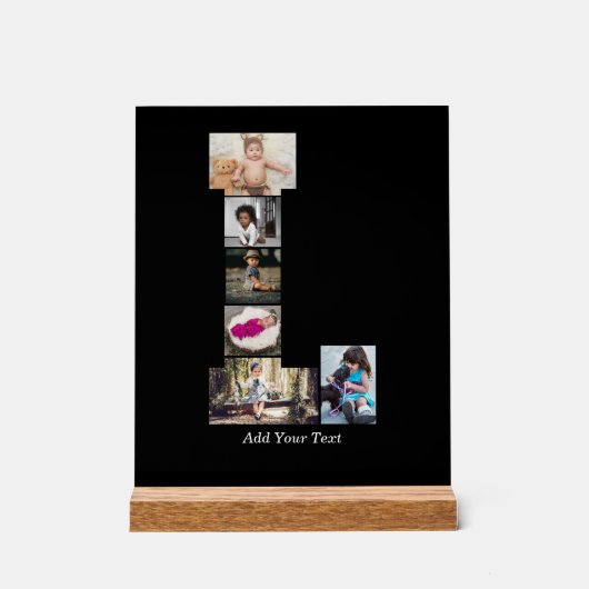 Schwarz-Weiß-Letter-L-FotoCollage Acrylschild (Vorderseite)