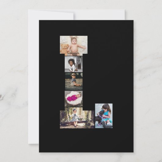 Schwarz-Weiß-Letter-L-FotoCollage Ankündigung (Vorderseite)
