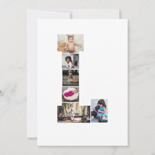 Schwarz-Weiß-Letter-L-FotoCollage Dankeskarte (Vorderseite)