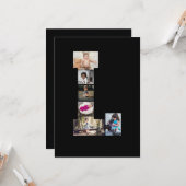 Schwarz-Weiß-Letter-L-FotoCollage Karte (Vorderseite/Rückseite Beispiel)