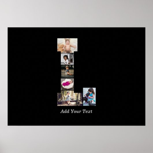Schwarz-Weiß-Letter-L-FotoCollage Poster (Vorne)