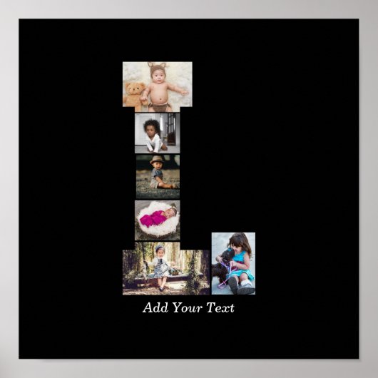 Schwarz-Weiß-Letter-L-FotoCollage Poster (Vorne)