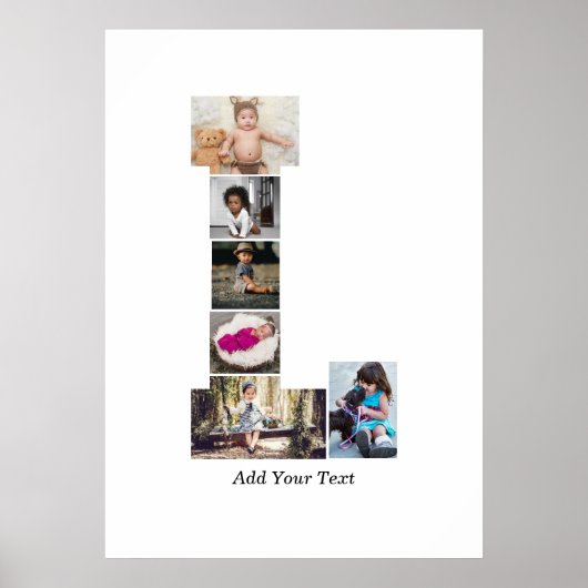 Schwarz-Weiß-Letter-L-FotoCollage Poster (Vorne)
