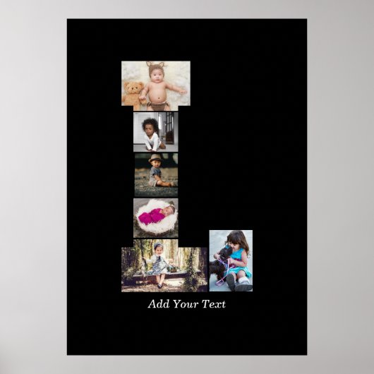 Schwarz-Weiß-Letter-L-FotoCollage Poster (Vorne)
