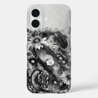 Schwarz-Weiß-Letter S trippy-Floral-Farbe