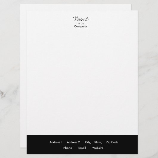 Schwarz-Weiß-Letterhead Trendy Minimal Briefbogen (Vorne/Hinten)