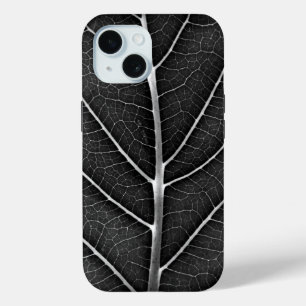 Schwarz-weiß leuchtendes Blatt Nahaufnahme Case-Mate iPhone Hülle