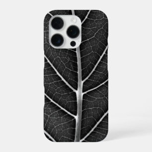 Schwarz-weiß leuchtendes Blatt Nahaufnahme iPhone 16 Pro Hülle