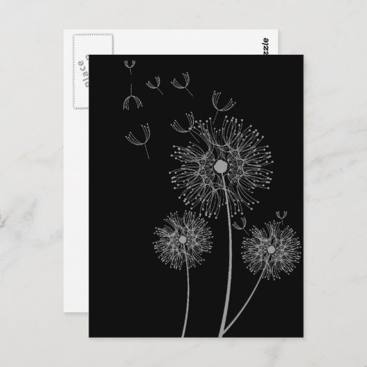 Schwarz-Weiß-Leuchter der modernen Blumenkunst Postkarte (Vorne/Hinten)