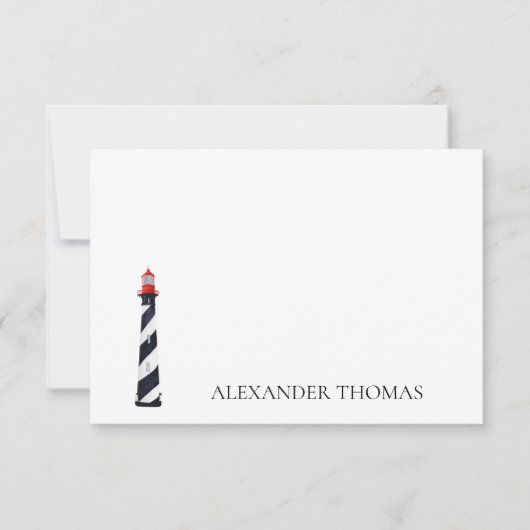 Schwarz-Weiß-Leuchtturm an der Küste (Vorderseite)