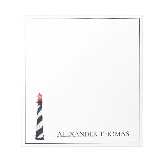 Schwarz-Weiß-Leuchtturm an der Küste Notizblock (Vorderseite)