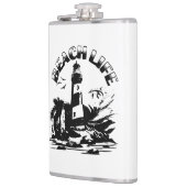 Schwarz-Weiß-Leuchtturm Beach Life Flachmann (Links)
