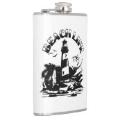 Schwarz-Weiß-Leuchtturm Beach Life Flachmann (Rechts)