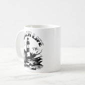 Schwarz-Weiß-Leuchtturm Beach Life Kaffeetasse (Vorderseite Links)