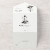 Schwarz-Weiß-Leuchtturm-Hochzeit All In One Einladung (Außenbereich)