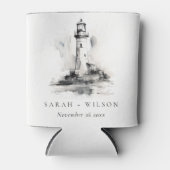 Schwarz-Weiß-Leuchtturm-Hochzeit Dosenkühler (Vorderseite)