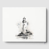 Schwarz-Weiß-Leuchtturm-Hochzeit Gästebuch (Rückseite)