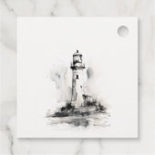 Schwarz-Weiß-Leuchtturm-Hochzeit Geschenkanhänger (Rückseite)