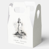 Schwarz-Weiß-Leuchtturm-Hochzeit Geschenkschachtel (Geöffnet)