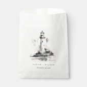 Schwarz-Weiß-Leuchtturm-Hochzeit Geschenktütchen (Vorderseite)