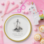 Schwarz-Weiß-Leuchtturm-Hochzeit Pappteller (Party)