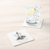 Schwarz-Weiß-Leuchtturm-Hochzeit Rechteckiger Pappuntersetzer (Vor Ort)