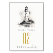 Schwarz-Weiß-Leuchtturm-Hochzeit Tischnummer (Rückseite)
