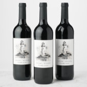 Schwarz-Weiß-Leuchtturm-Hochzeit Weinetikett (Flaschen)