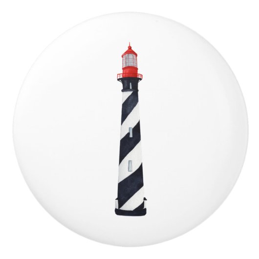 Schwarz-Weiß-Leuchtturm Keramikknauf (Vorderseite)